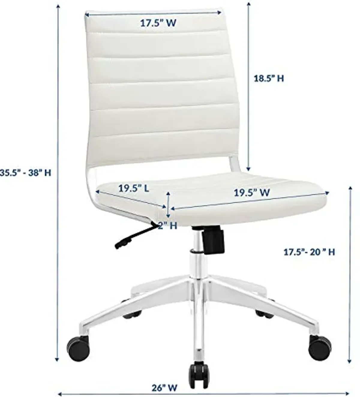 Modway Jive Ribbed Armless Mid Back Swivel Conference Chair In White