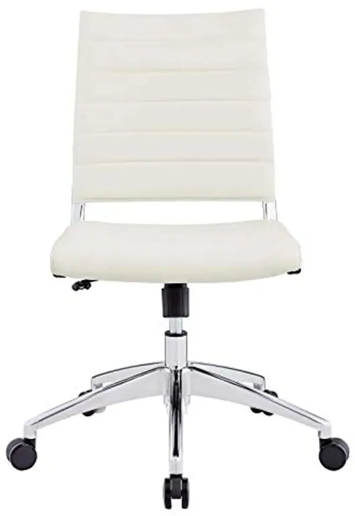 Modway Jive Ribbed Armless Mid Back Swivel Conference Chair In White