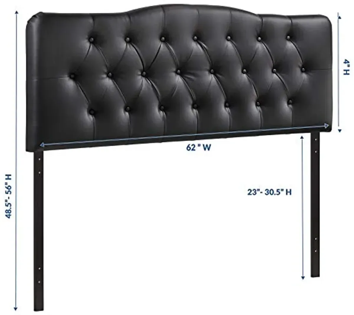 Modway Annabel Tufted Button Faux Leather Upholstered King Headboard in Black