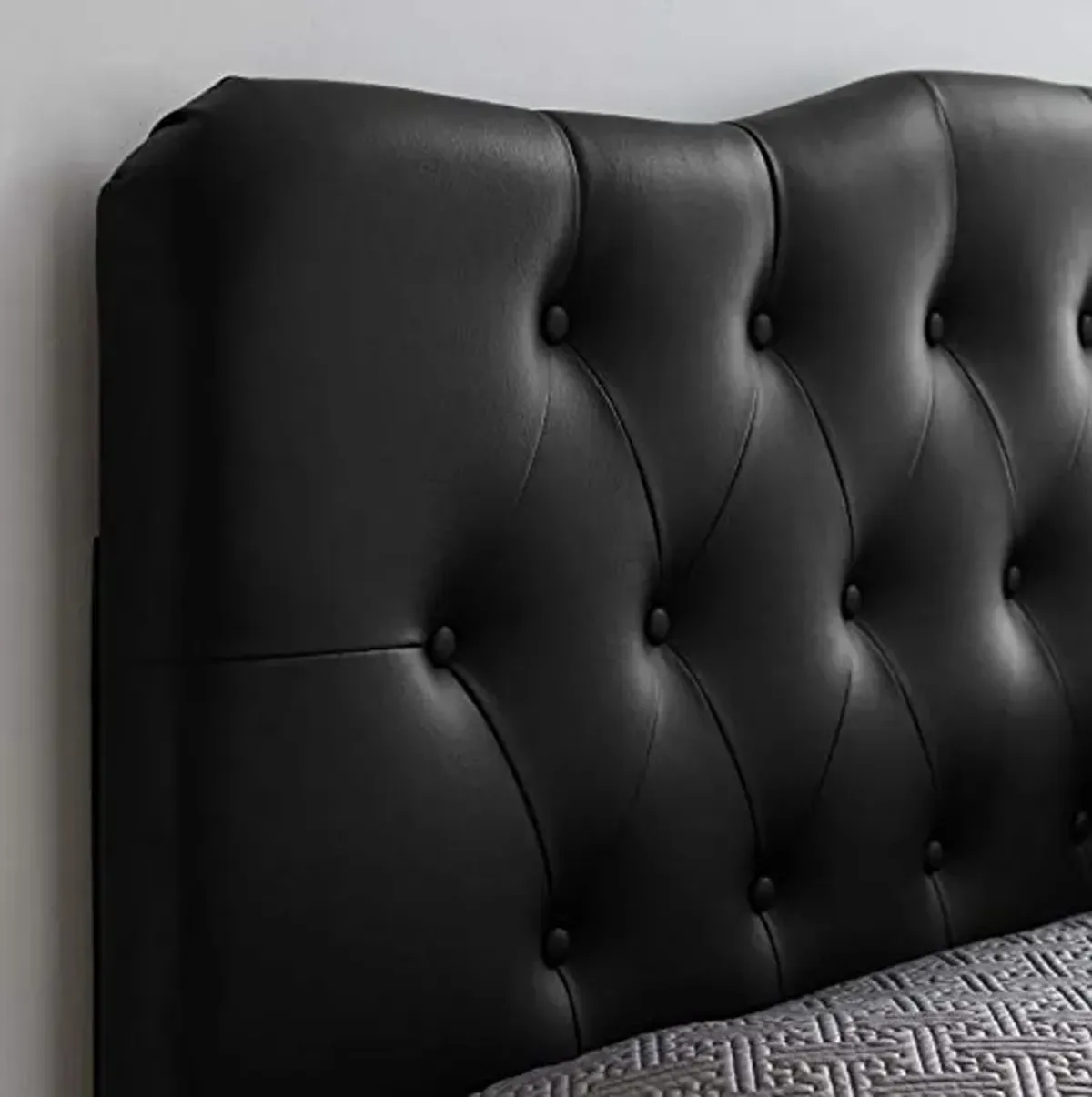 Modway Annabel Tufted Button Faux Leather Upholstered King Headboard in Black