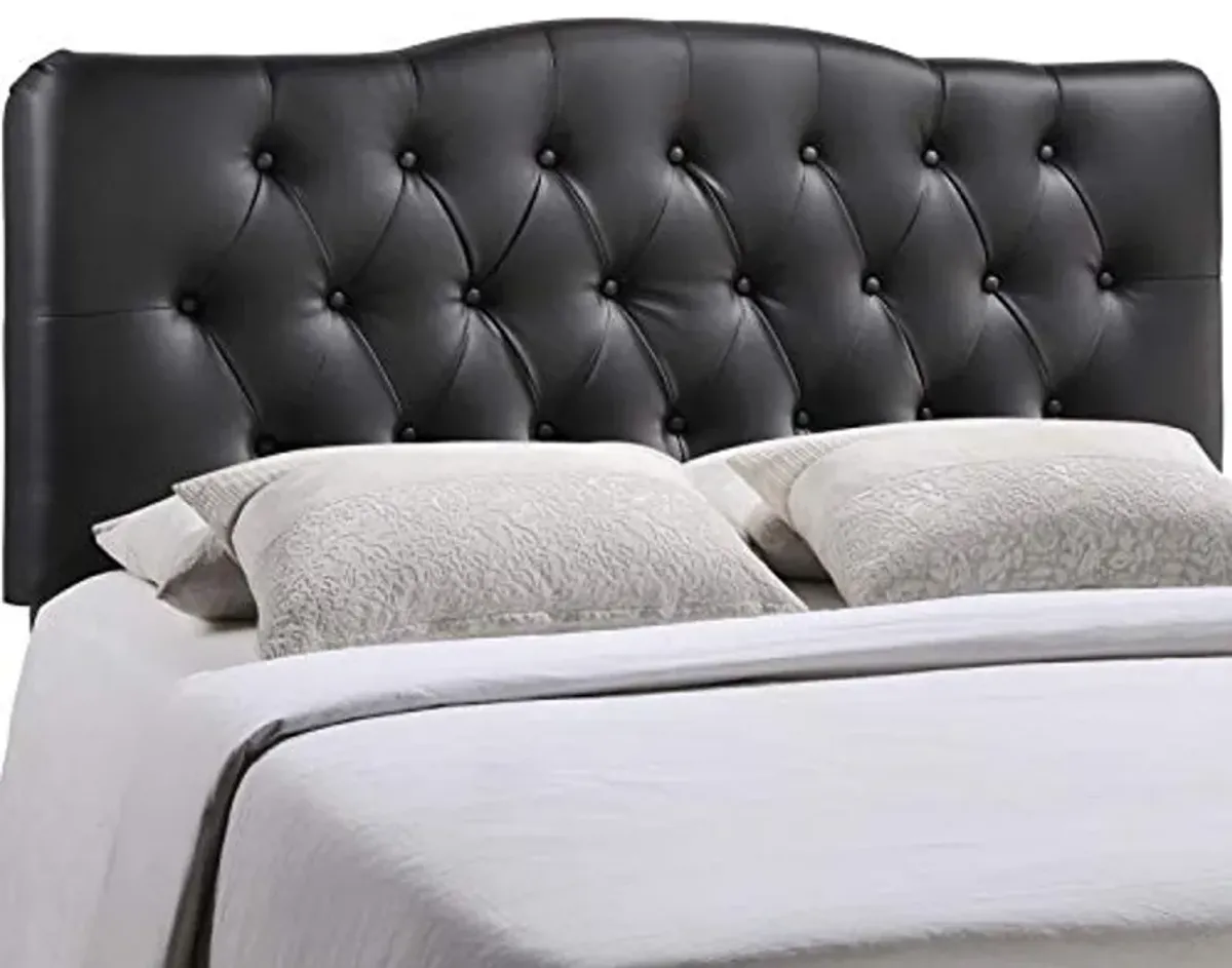 Modway Annabel Tufted Button Faux Leather Upholstered King Headboard in Black