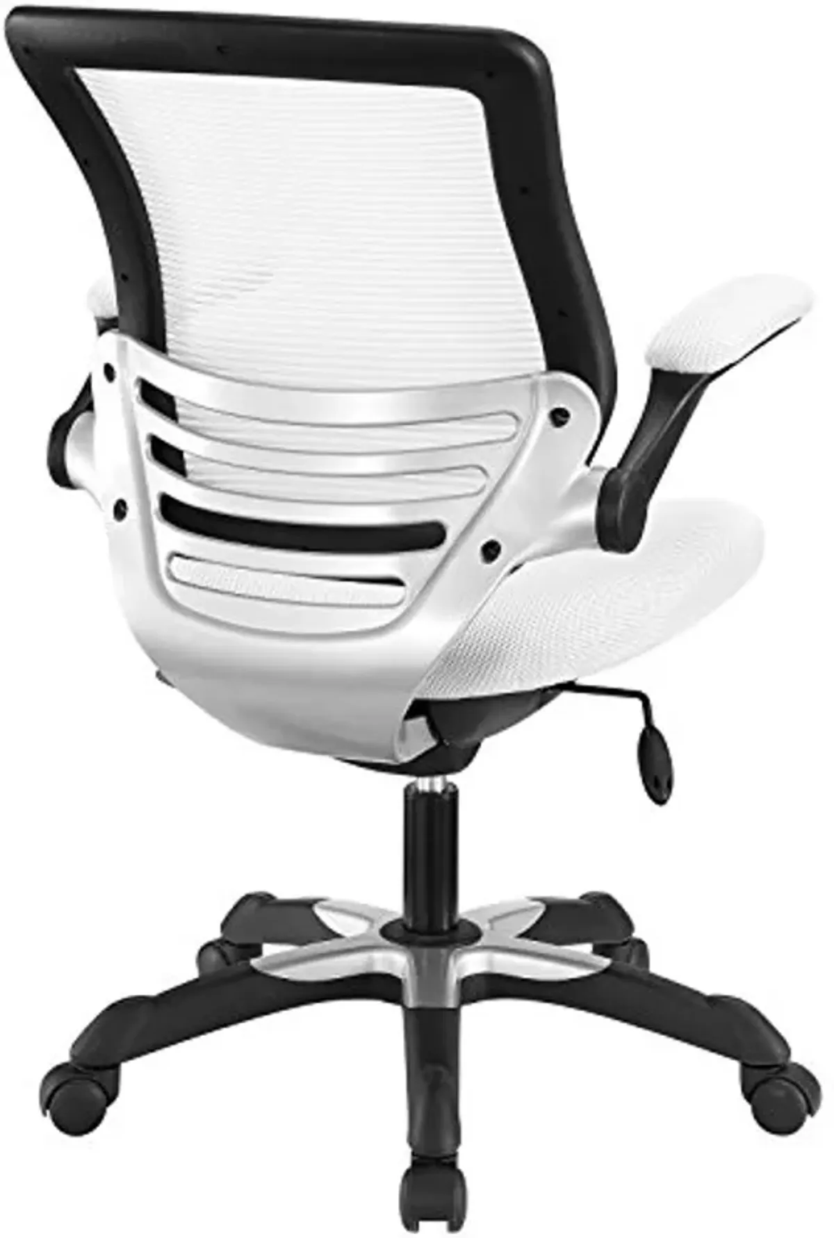 Modway Edge Mesh Back and Mesh Seat Office Chair In Black With Flip-Up Arms in White