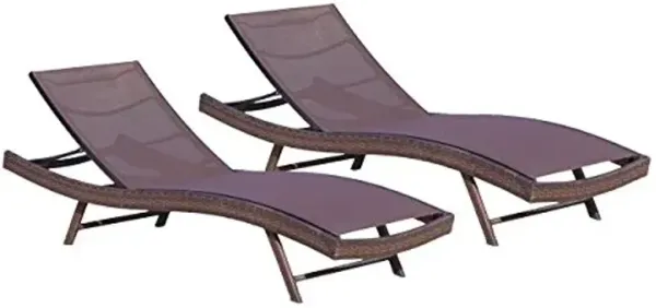 Christopher Knight Home Kauai Textilene Chaise Lounge Set, 2-Pcs Set, Multibrown