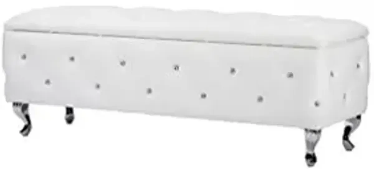 Baxton Studio Seine Contemporary Storage Ottoman, White