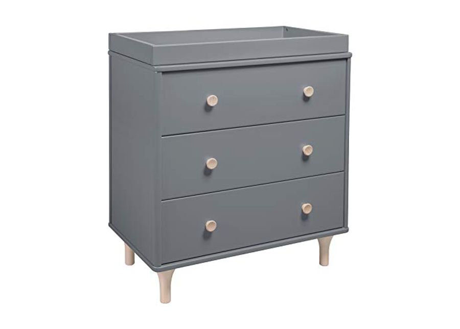 Babyletto Lolly 3-Drawer Changer Dresser with Removable Changing Tray in Grey and Washed Natural, Greenguard Gold Certified