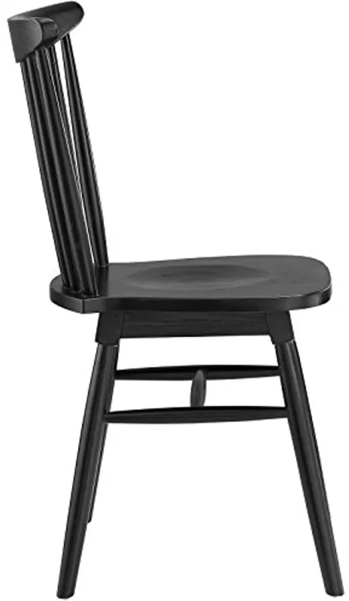 Modway Amble Windsor Spindle Back Elm Wood Kitchen and Dining Room Chair in Black