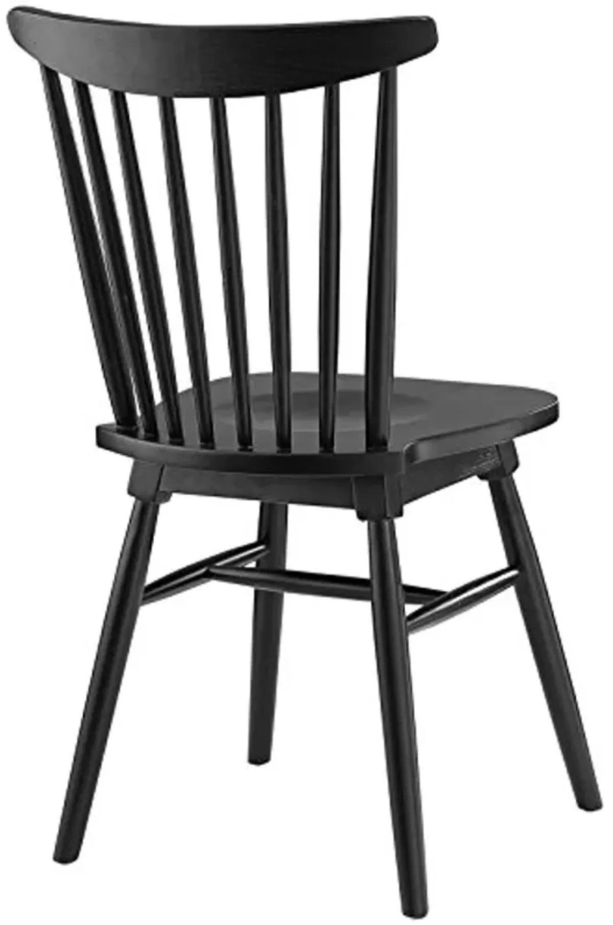 Modway Amble Windsor Spindle Back Elm Wood Kitchen and Dining Room Chair in Black