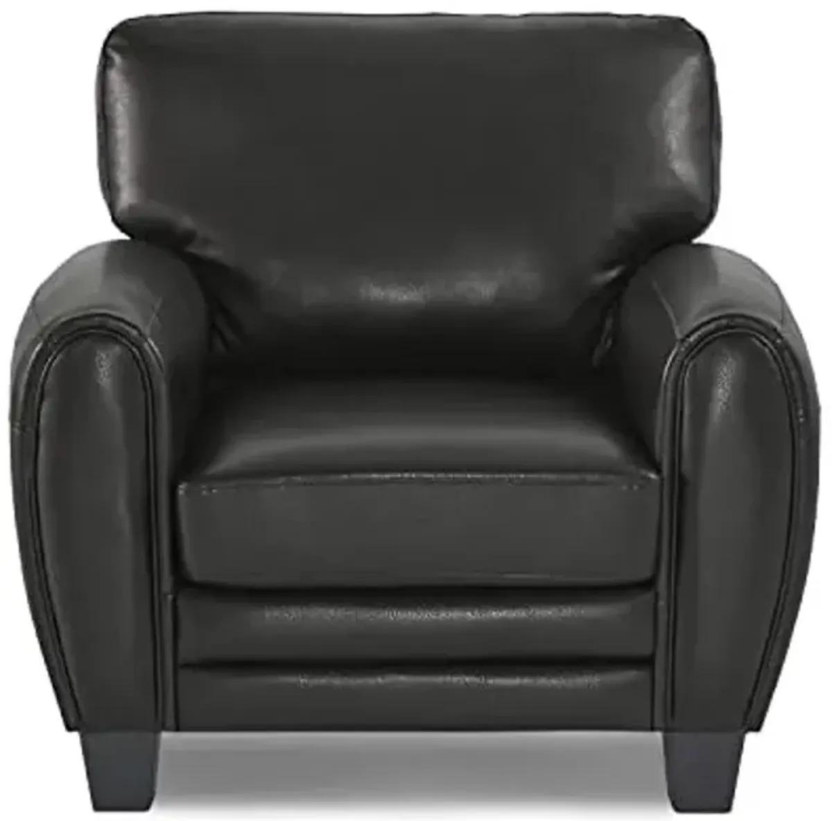 Homelegance 39"W Rubin Modern Accent Chair with Track Arms, Foam Cushions. Comfort Seating, Faux Leather Armchair, for Living Room, Bedroom, Office, Easy Assembly, Black