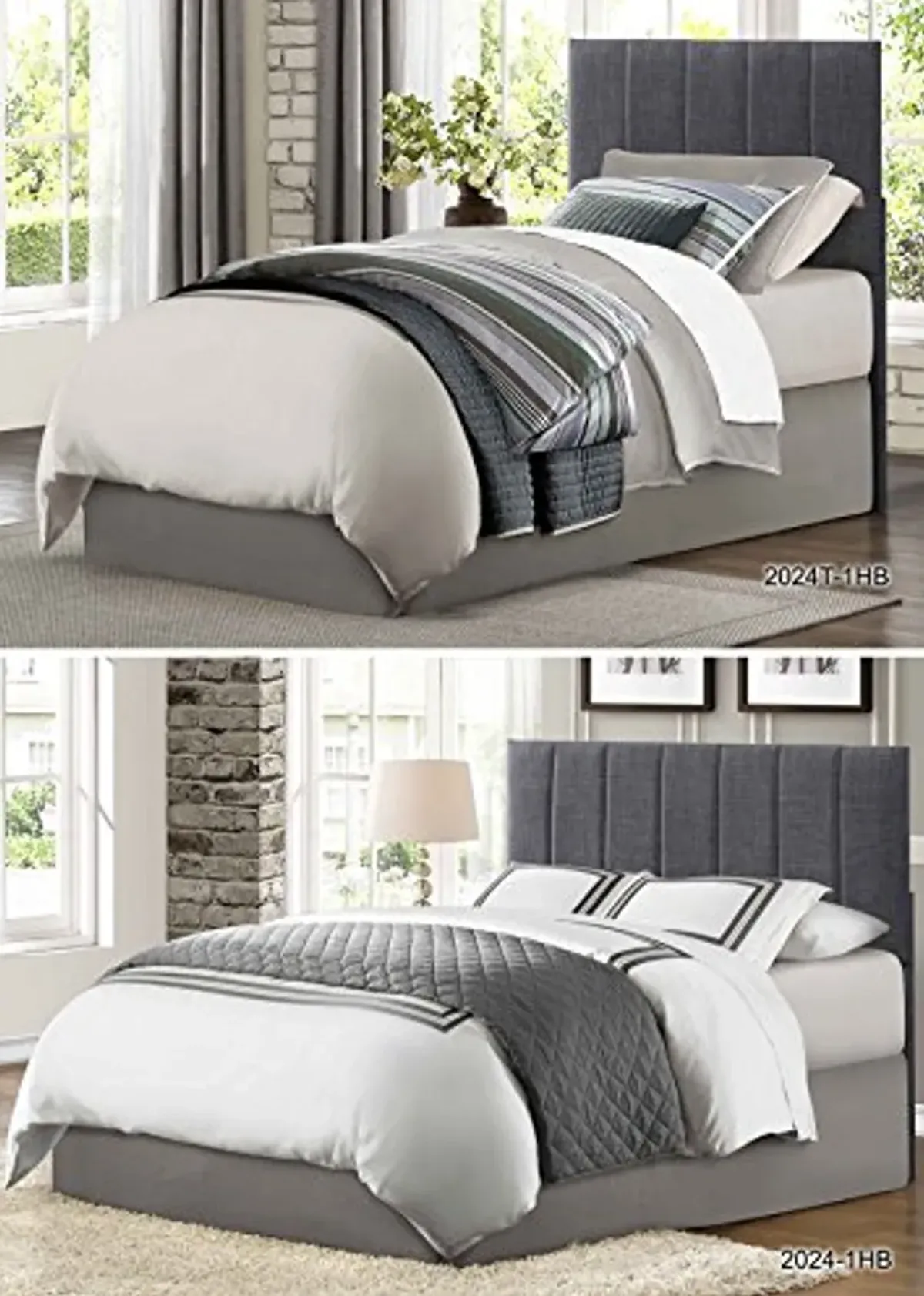 Homelegance 2024T-1HB Potrero Fabric Upholstered Headboard, Twin, Gray