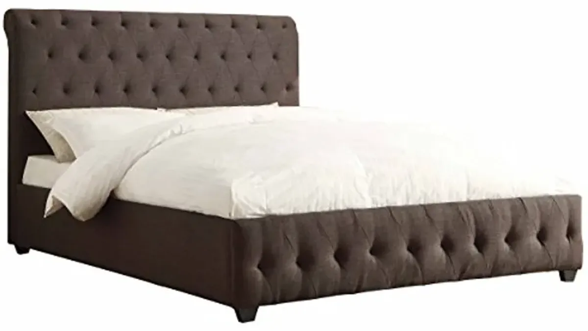 Homelegance 5789N-1 Tufted Queen Size Upholstered Bed, Dark Grey Fabric