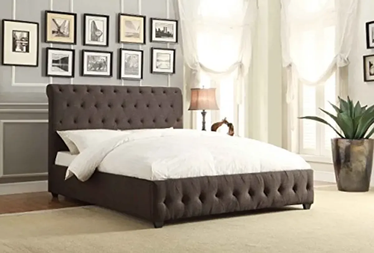 Homelegance Tufted Upholstered Bed, Dark Grey Fabric, Eastern King