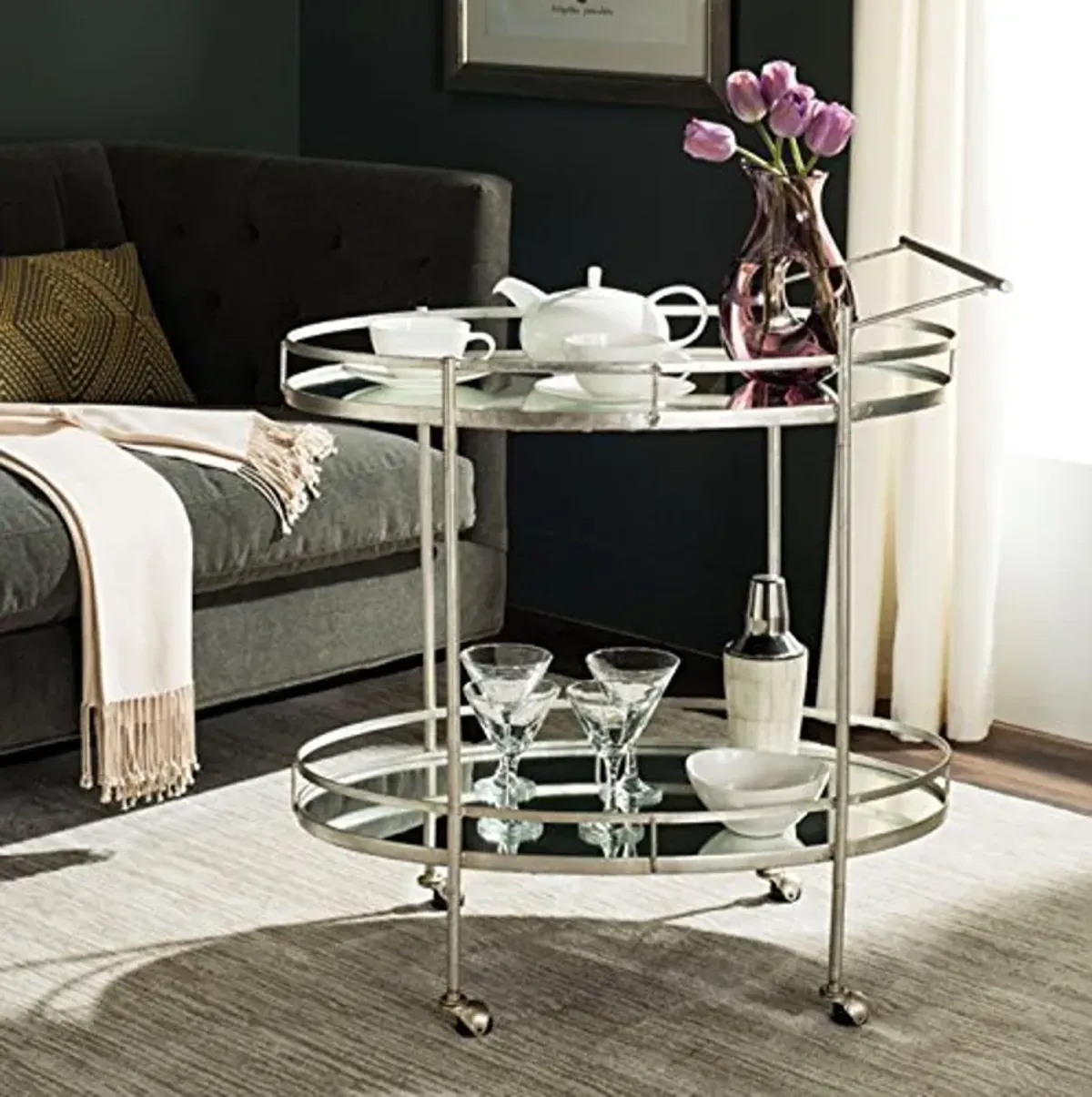 SAFAVIEH Home Collection Dante Silver Bar Cart