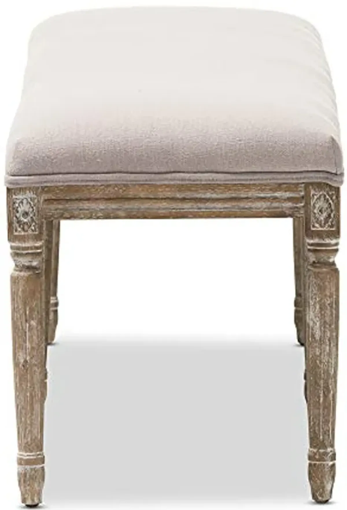 Baxton Studio Clairette Beige Linen French Style Natural Oak Wood Bench