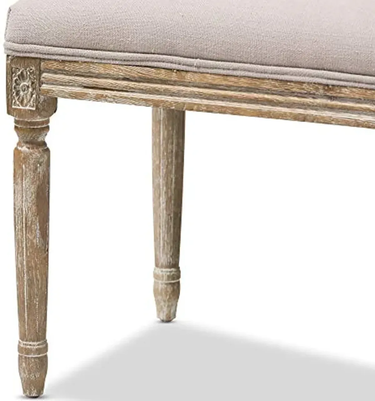 Baxton Studio Clairette Beige Linen French Style Natural Oak Wood Bench