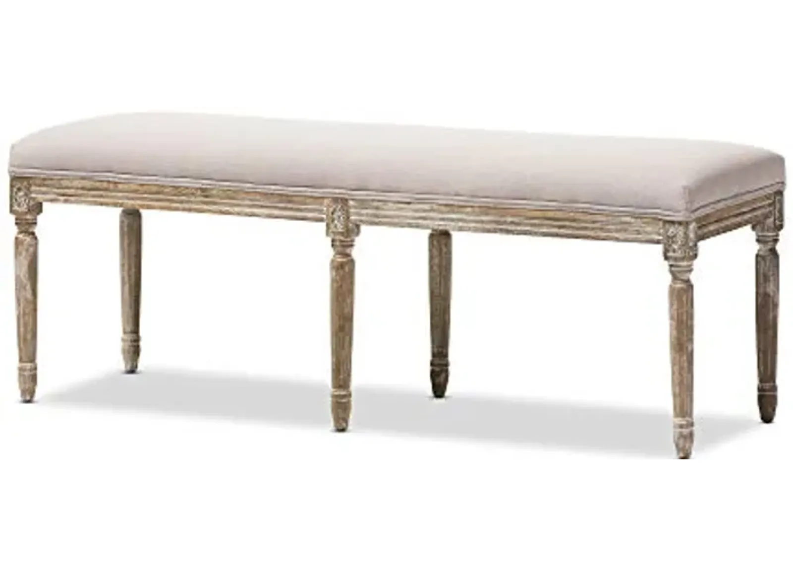 Baxton Studio Clairette Beige Linen French Style Natural Oak Wood Bench