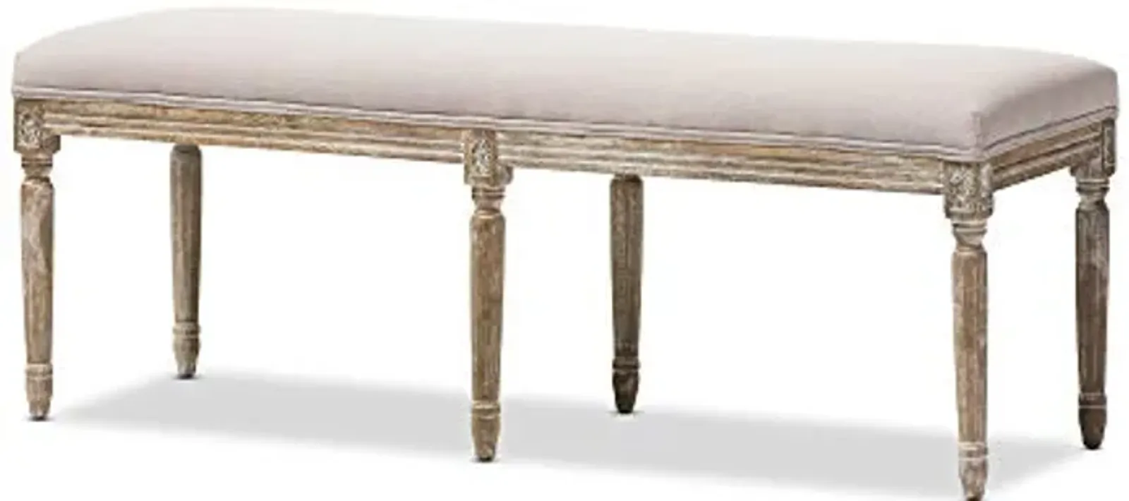 Baxton Studio Clairette Beige Linen French Style Natural Oak Wood Bench