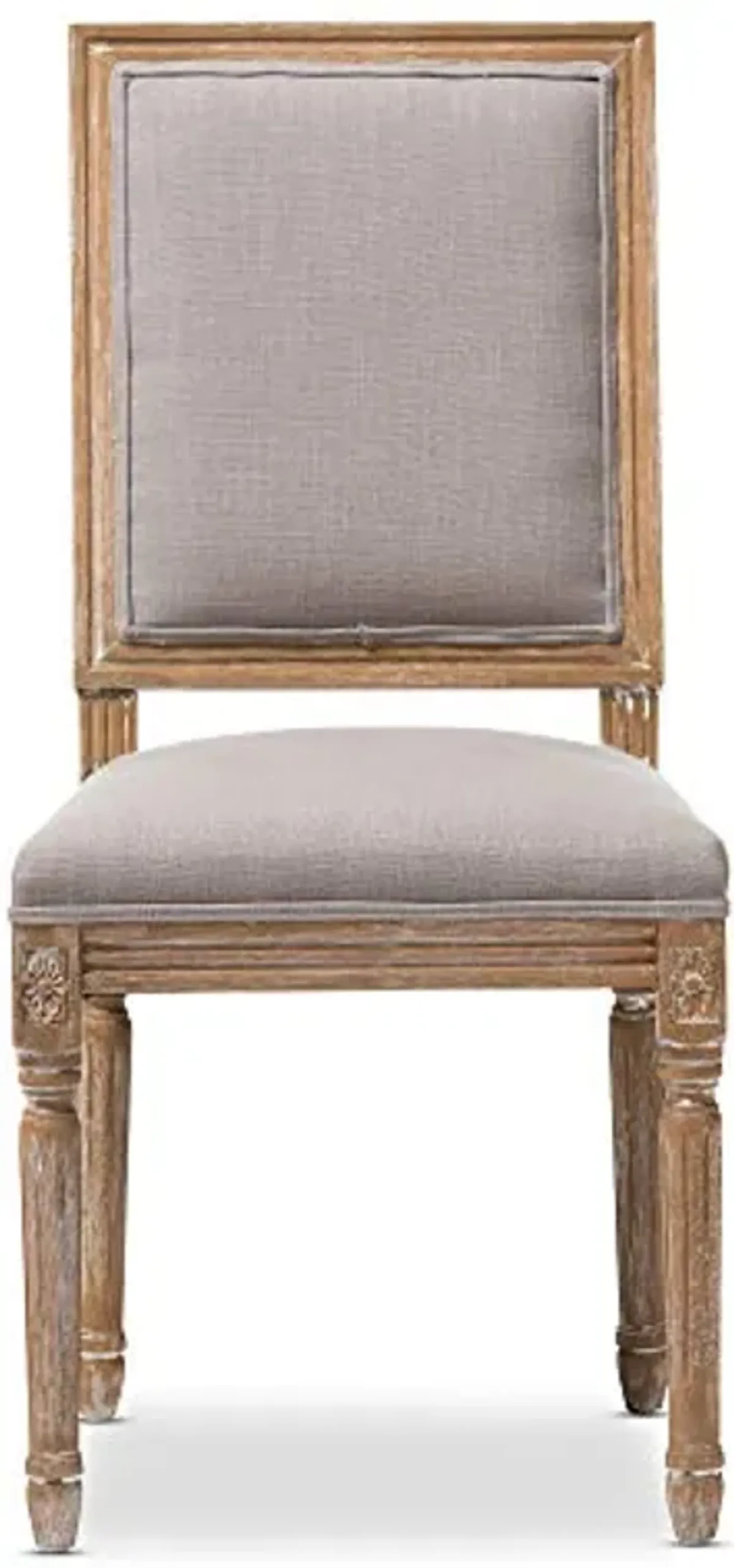 Baxton Studio Clairette Beige Linen French Style Natural Oak Wood Accent Chair