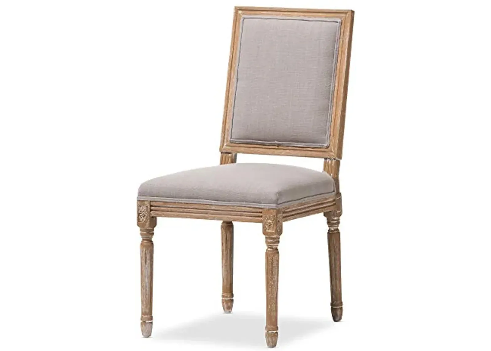 Baxton Studio Clairette Beige Linen French Style Natural Oak Wood Accent Chair