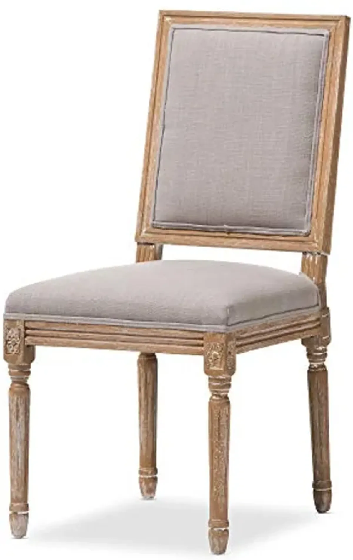 Baxton Studio Clairette Beige Linen French Style Natural Oak Wood Accent Chair