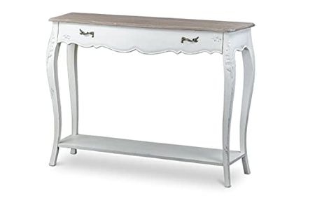 Baxton Studio Bourbonnais Wood Traditional French Console Table, 35.5" x 45.6" x 13.88", White