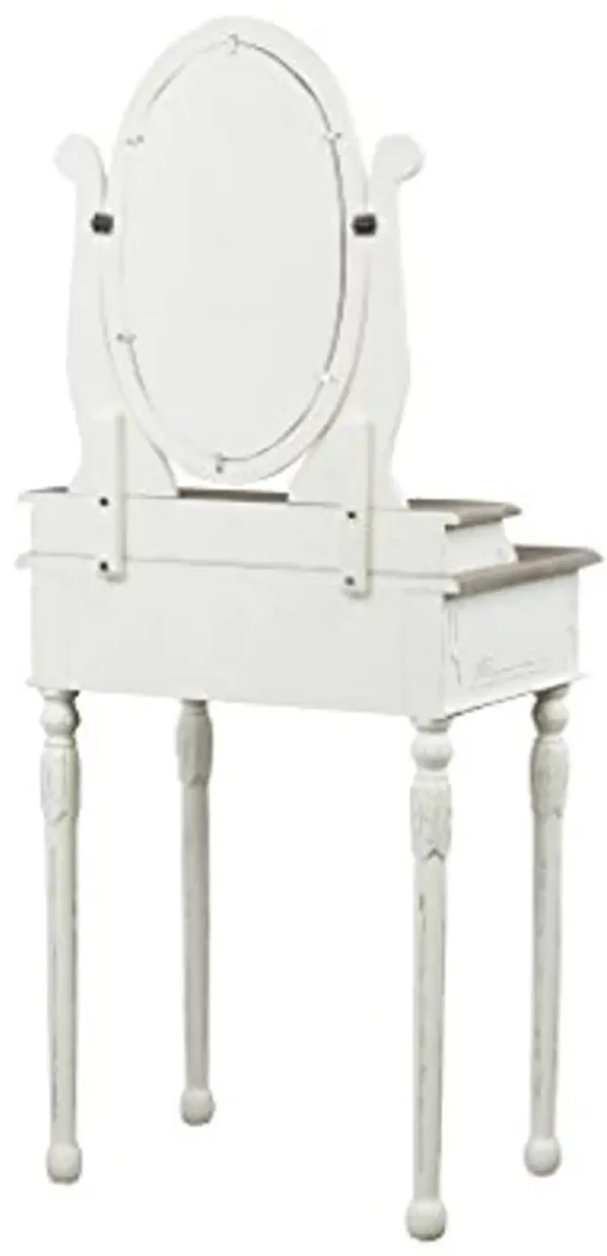 Baxton Studio Anjou Traditional French Accent Dressing Table with Mirror, White