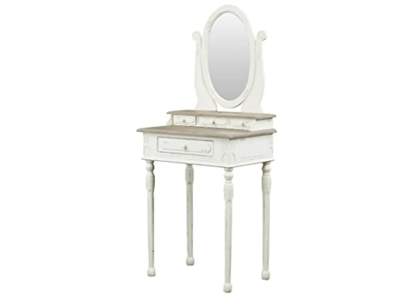 Baxton Studio Anjou Traditional French Accent Dressing Table with Mirror, White