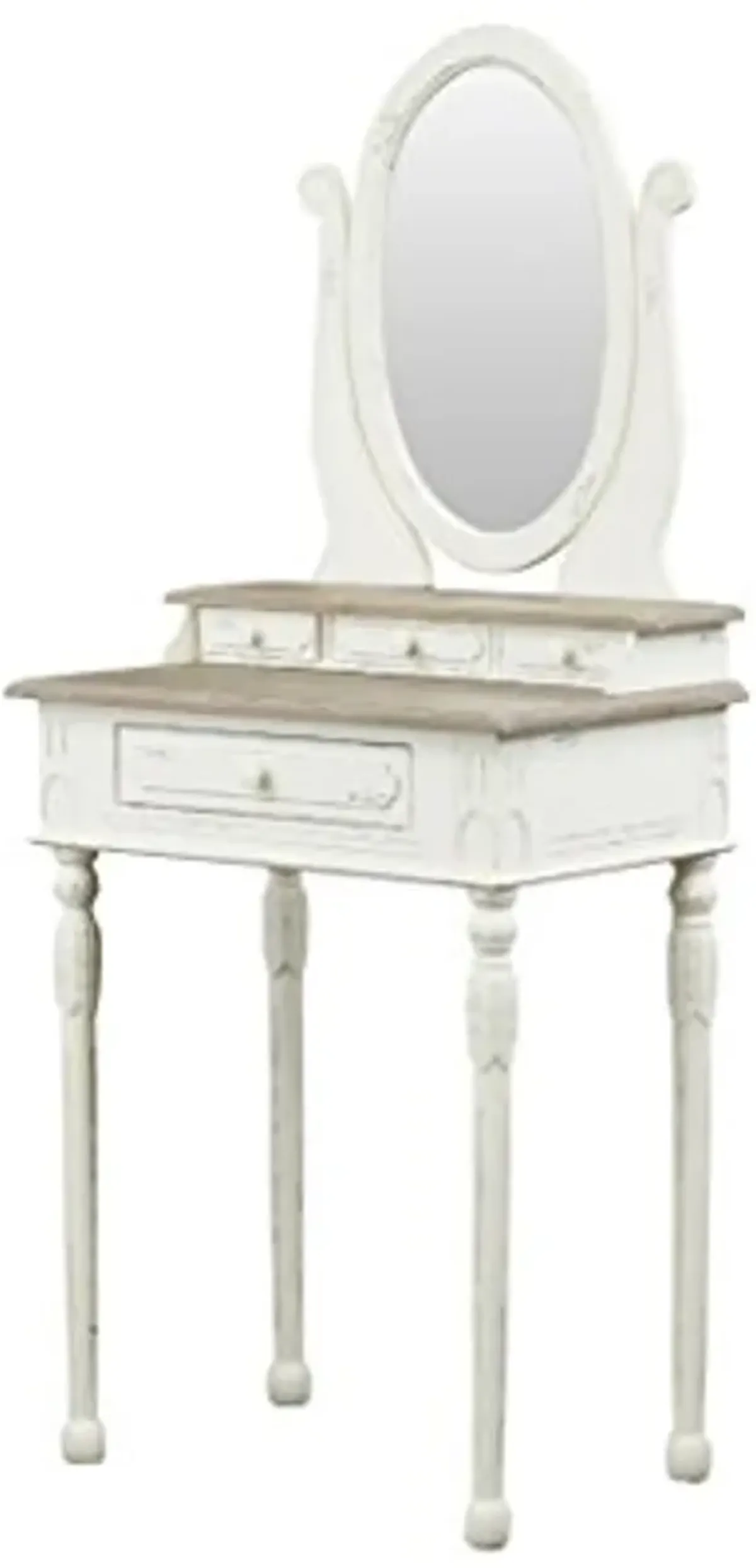 Baxton Studio Anjou Traditional French Accent Dressing Table with Mirror, White