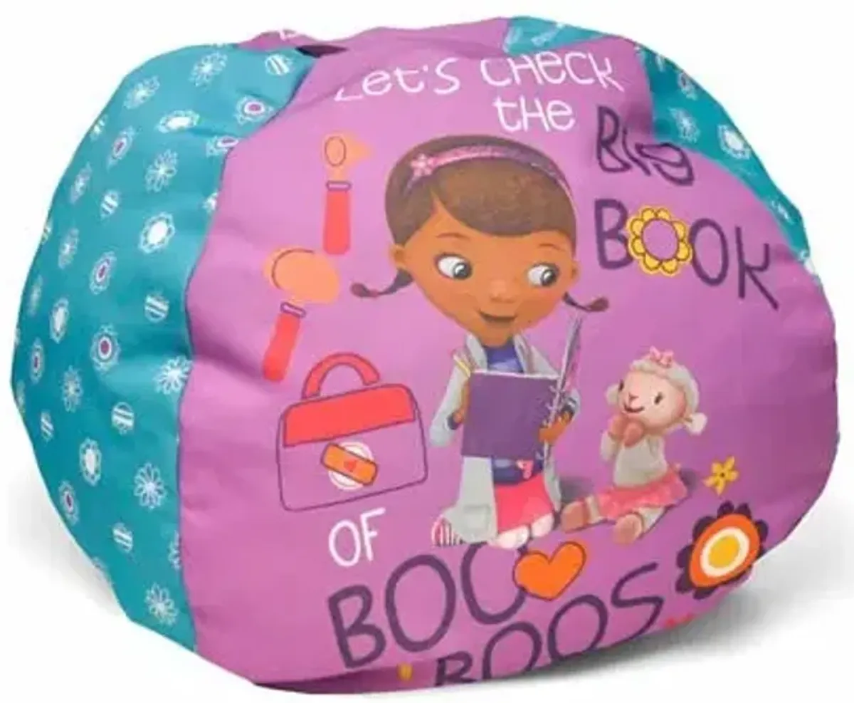 Idea Nuova Disney Doc McStuffins Round Nylon Mini Bean Bag Furniture , Purple, Small