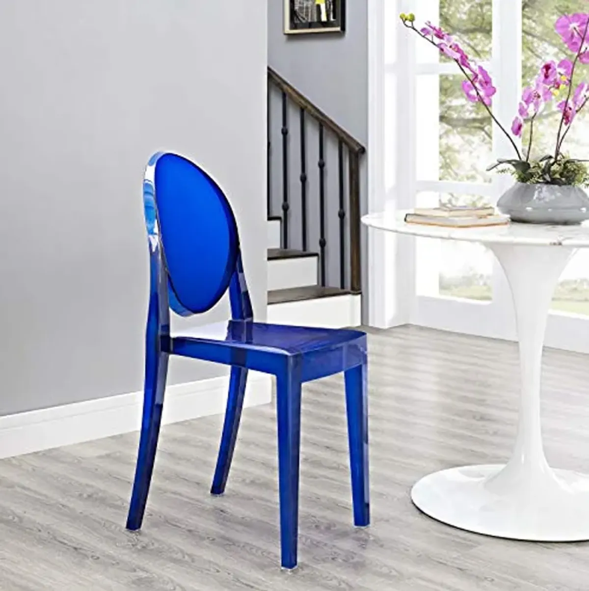 Modway Casper Modern Acrylic Stacking Kitchen and Dining Room Chair in Blue - Fully Assembled