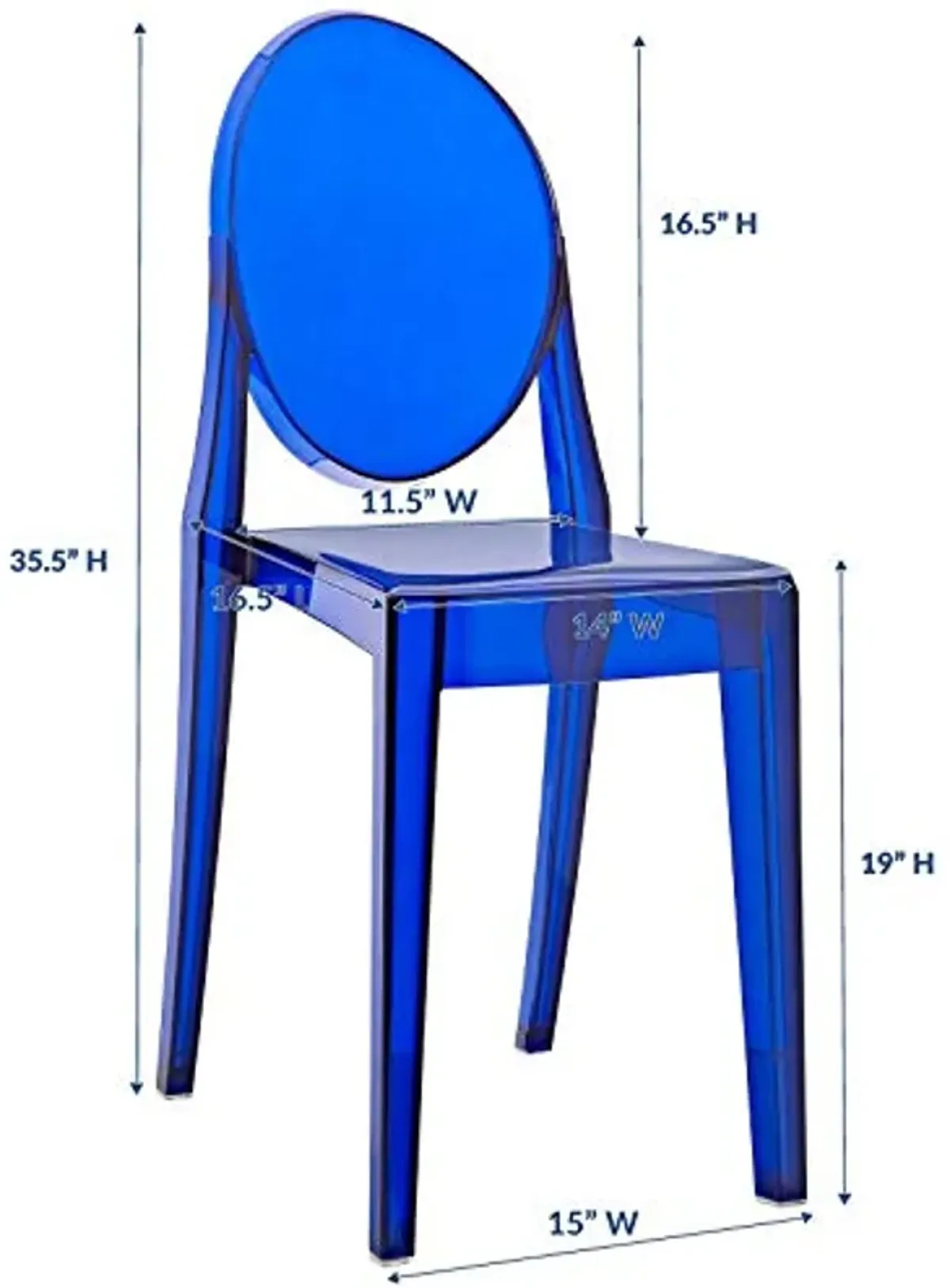 Modway Casper Modern Acrylic Stacking Kitchen and Dining Room Chair in Blue - Fully Assembled