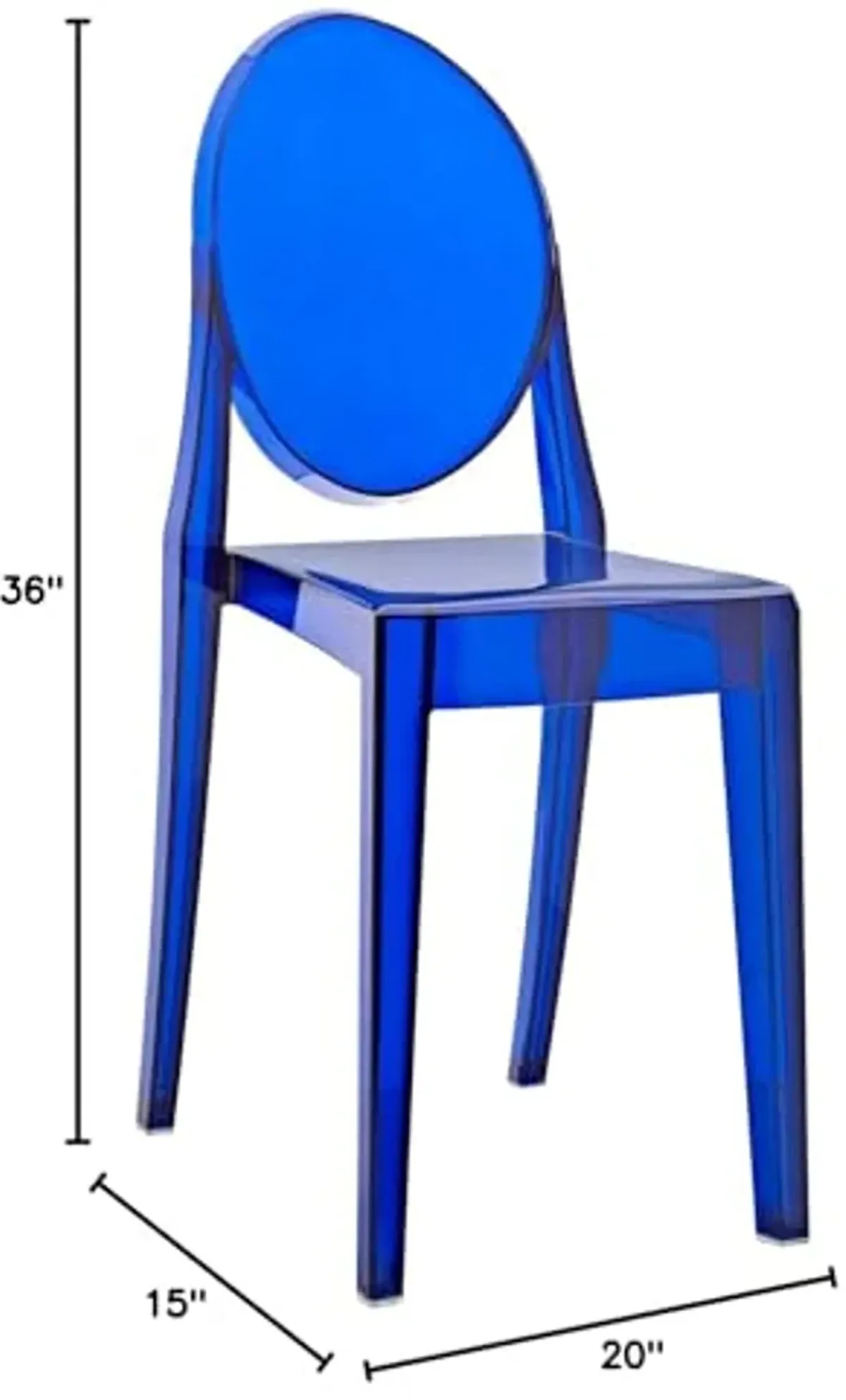 Modway Casper Modern Acrylic Stacking Kitchen and Dining Room Chair in Blue - Fully Assembled