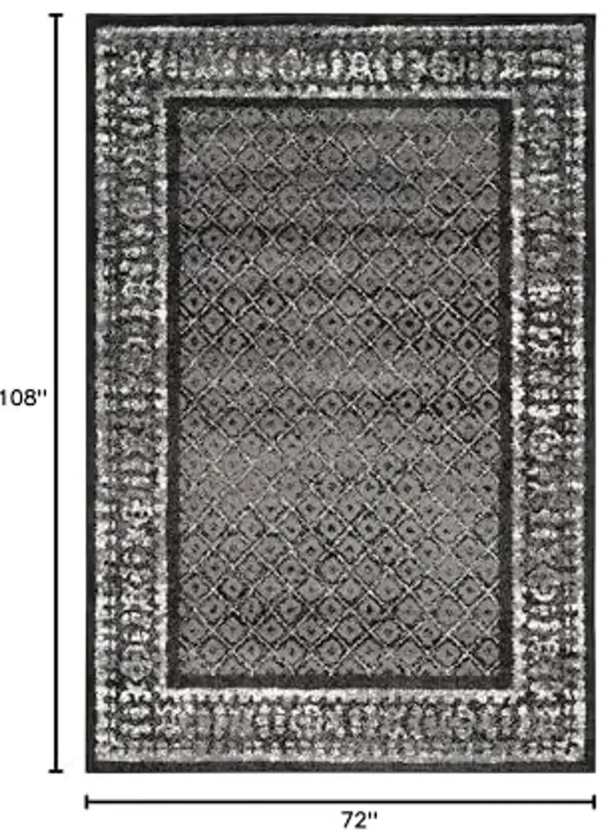 SAFAVIEH Adirondack Collection Area Rug - 6' x 9', Black & Silver, Distressed Design, Non-Shedding & Easy Care, Ideal for High Traffic Areas in Living Room, Bedroom (ADR110A)