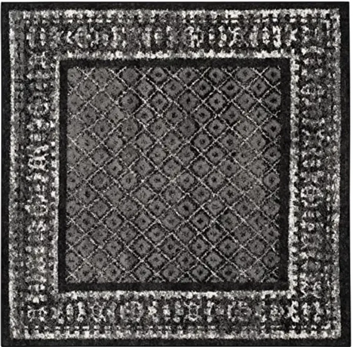 SAFAVIEH Adirondack Collection Area Rug - 6' Square, Black & Silver, Distressed Design, Non-Shedding & Easy Care, Ideal for High Traffic Areas in Living Room, Bedroom (ADR110A)