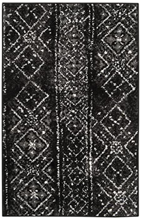 SAFAVIEH Adirondack Collection 2'6" x 4' Black / Silver ADR111C Moroccan Boho Distressed Non-Shedding Living Room Bedroom Accent Rug
