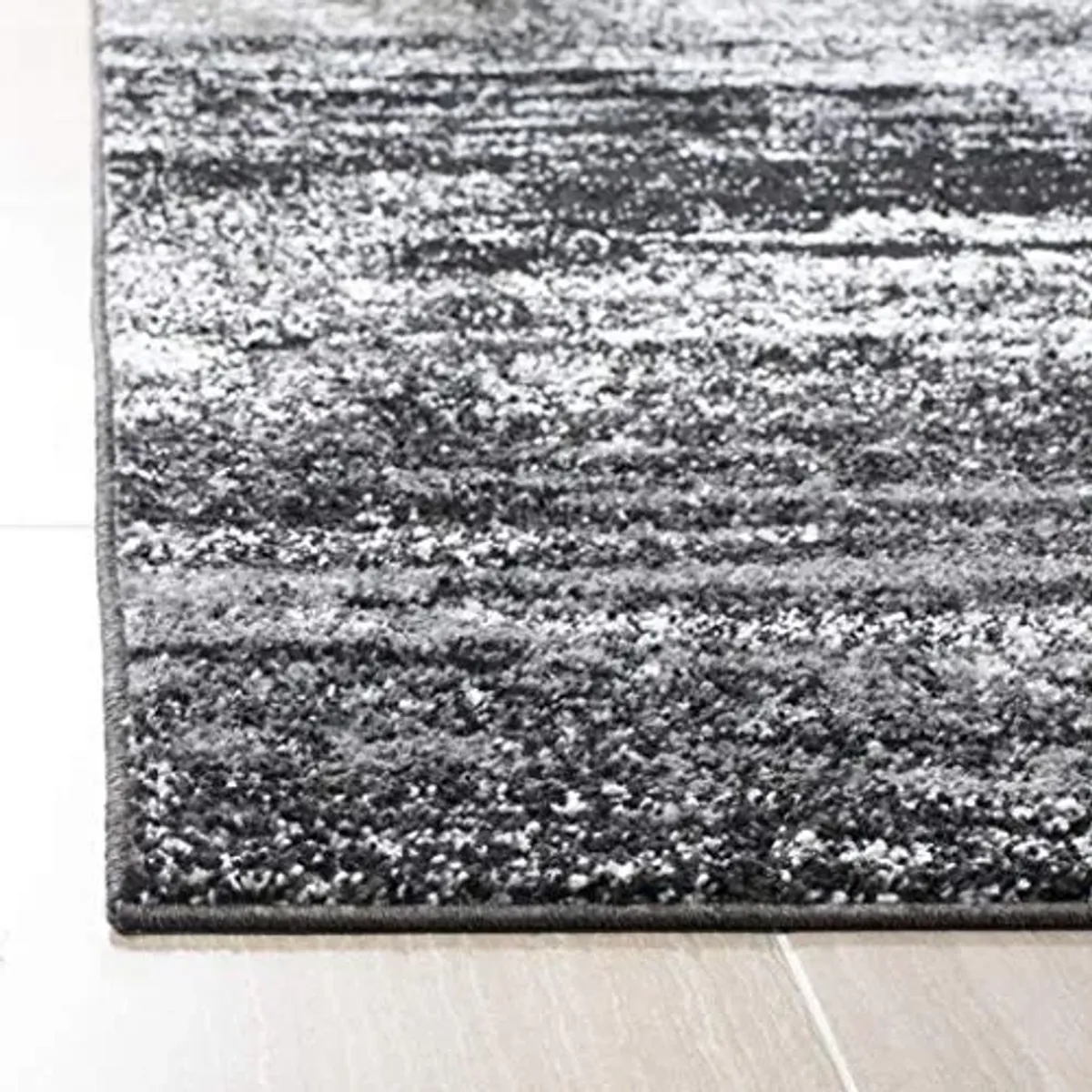 SAFAVIEH Adirondack Collection Area Rug - 6' Square, Silver & Black, Modern Abstract Design, Non-Shedding & Easy Care, Ideal for High Traffic Areas in Living Room, Bedroom (ADR112A)