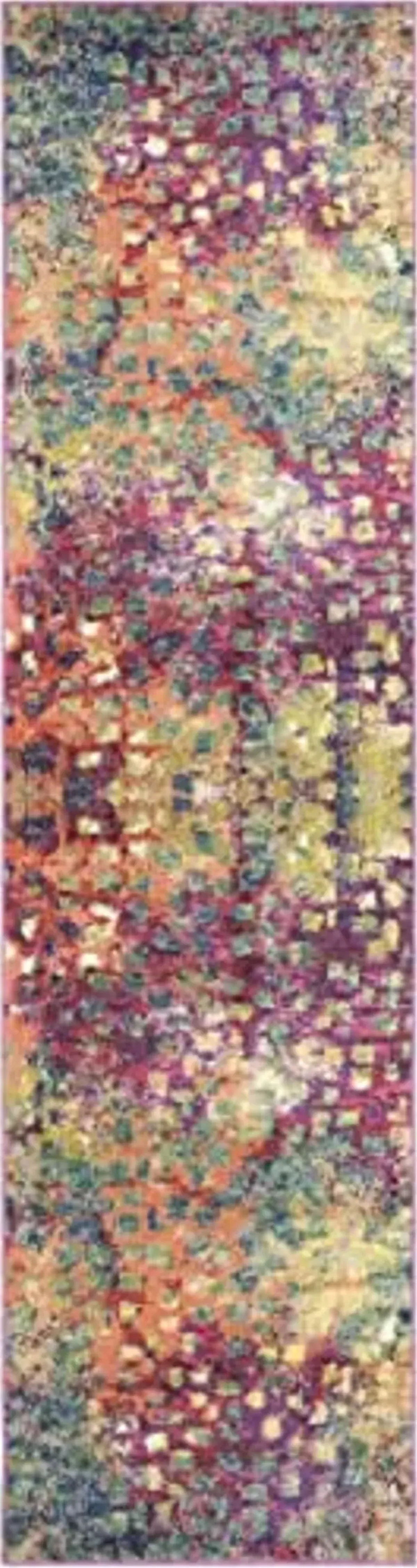 SAFAVIEH Monaco Collection Runner Rug - 2'2" x 6', Pink & Multi, Boho Chic Abstract Watercolor Design, Non-Shedding & Easy Care, Ideal for High Traffic Areas in Living Room, Bedroom (MNC225D)