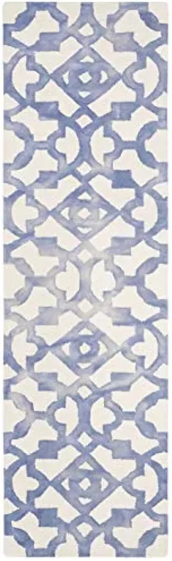 SAFAVIEH Dip Dye Collection 2'3" x 12' Ivory/Blue DDY717A Handmade Watercolor Premium Wool Runner Rug