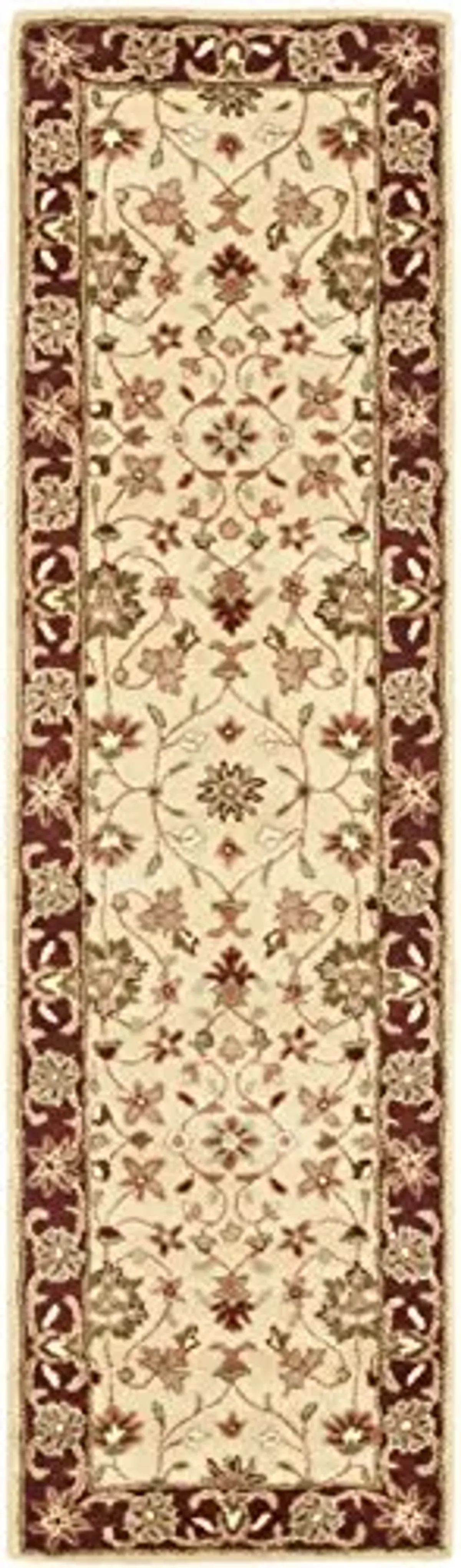 SAFAVIEH Heritage Collection Runner Rug - 2'3" x 6', Ivory & Red, Handmade Traditional Oriental Wool, Ideal for High Traffic Areas in Living Room, Bedroom (HG965A)
