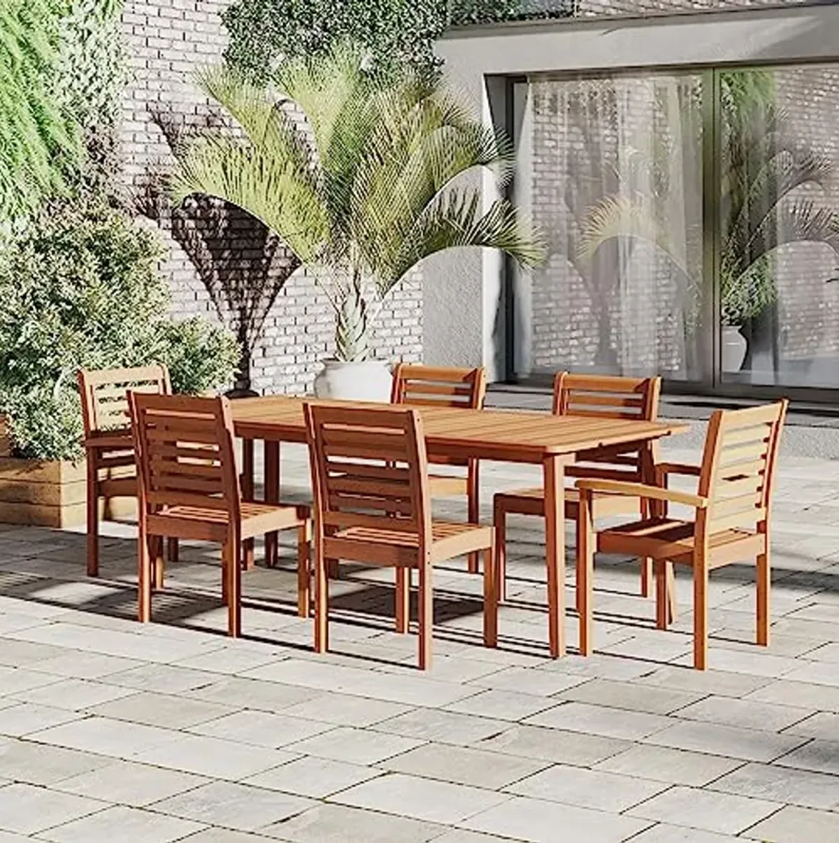 Amazonia Apple Blossom 7 Piece Eucalyptus Rectangular Dining Set