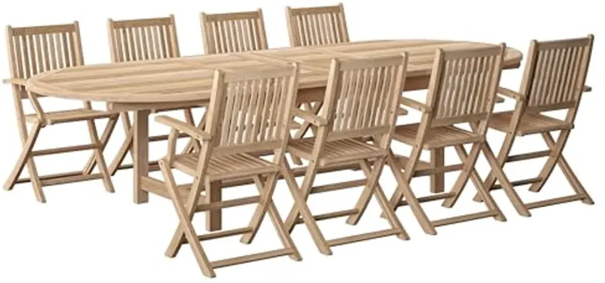 Amazonia Greenville 9 Piece Teak Double Extendable Oval Dining Set