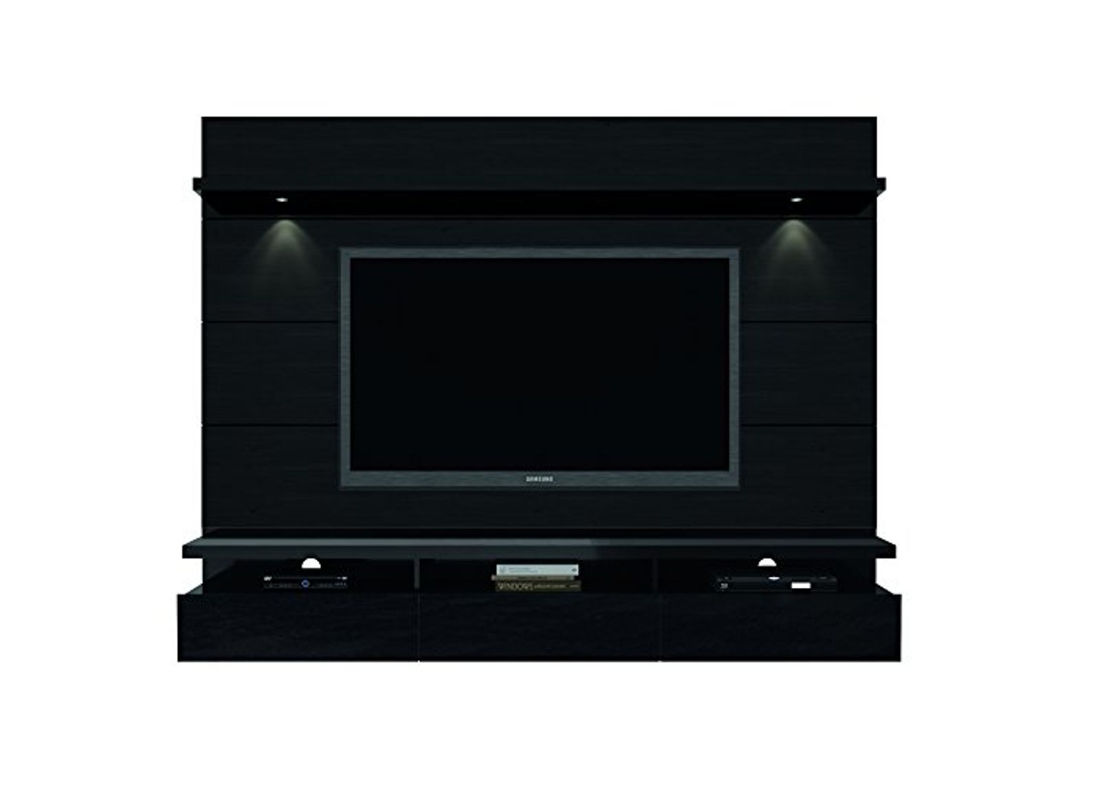 Manhattan Comfort Cabrini Theater Panel 2.2 Collection TV Stand with Drawers Floating Wall Theater Entertainment Center, 85.62" L x 16.73" D x 67.24" H, Black