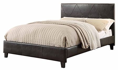 Homelegance Full Size Bi-Cast Vinyl Upholstered Platform Bed, Dark Brown