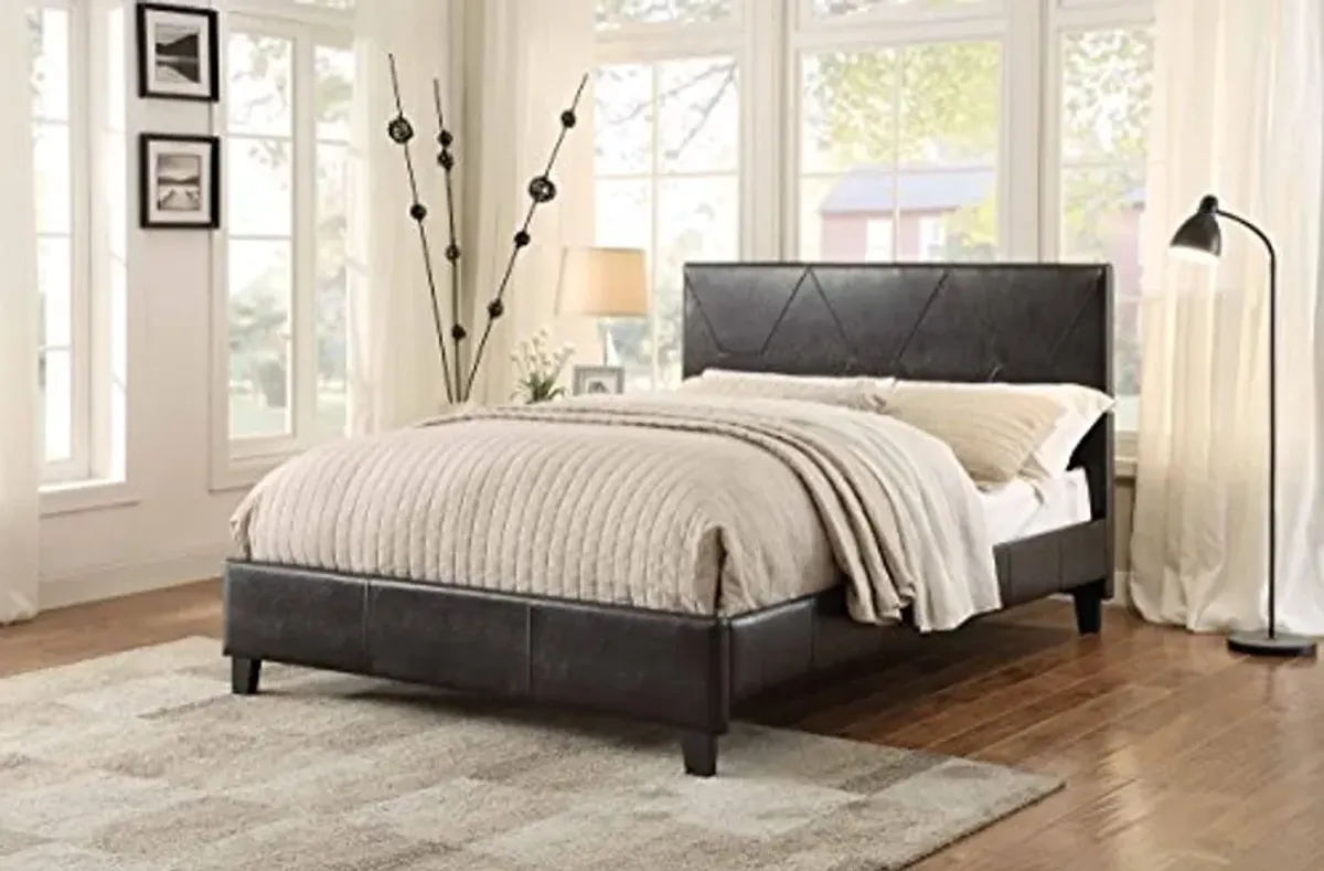 Homelegance Queen Size Bi-Cast Vinyl Upholstered Platform Bed, Dark Brown