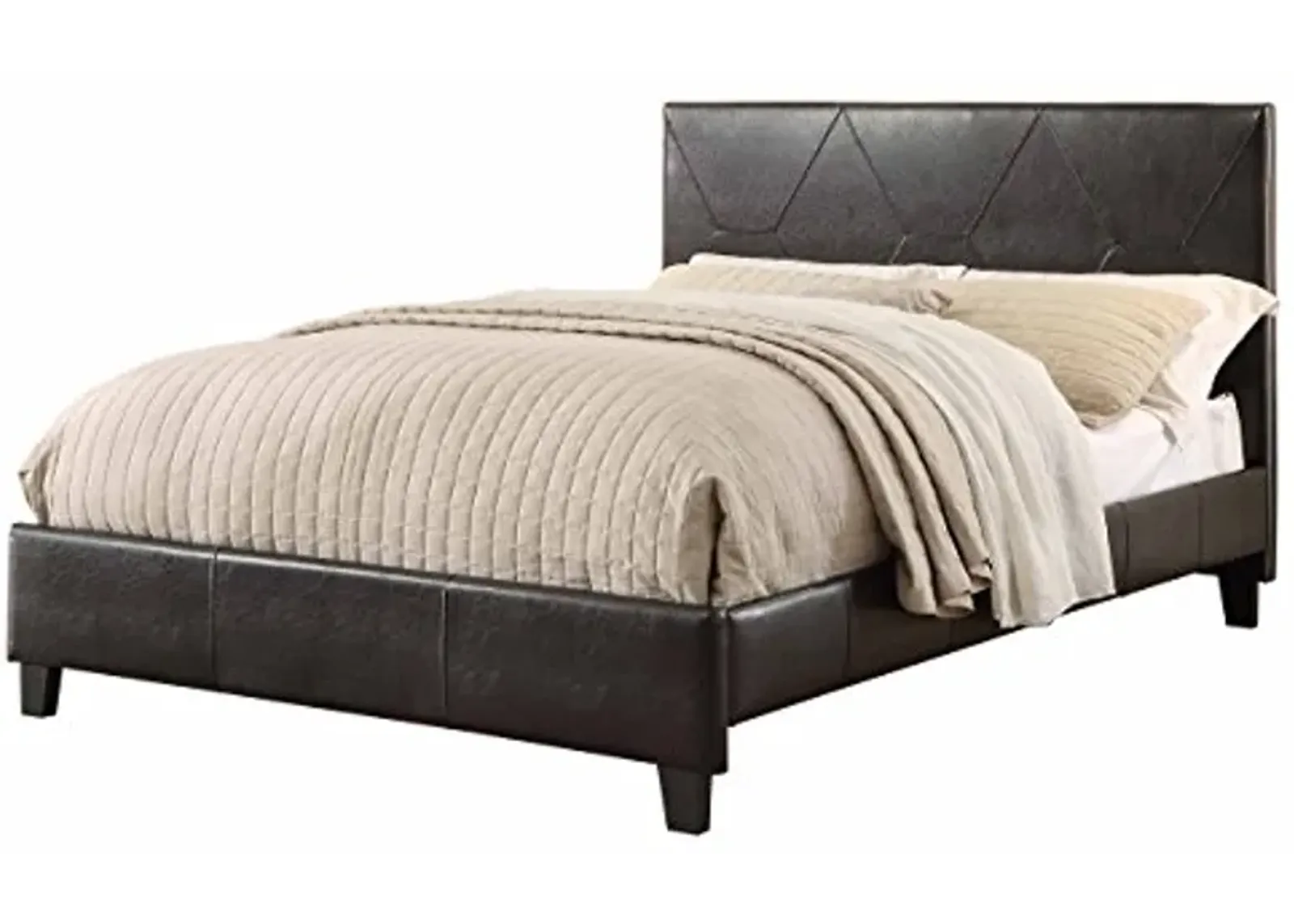 Homelegance Queen Size Bi-Cast Vinyl Upholstered Platform Bed, Dark Brown