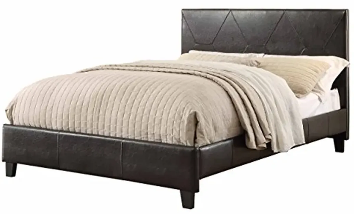 Homelegance Queen Size Bi-Cast Vinyl Upholstered Platform Bed, Dark Brown