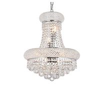 Elegant Lighting 1800D16C/RC Royal Cut Clear Crystal Primo 8-Light, Two-Tier Crystal Chandelier, Clear Crystals, 16" x 20", Chrome Finish