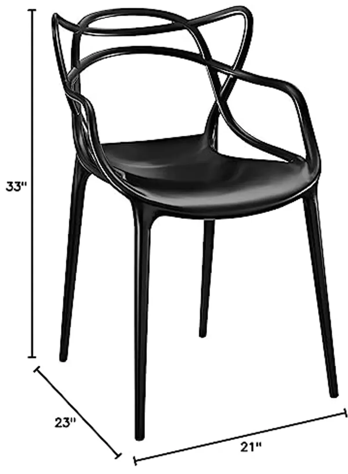 Modway Entangled Modern Molded Plastic Kitchen and Dining Room Arm Chair in Black - Fully Assembled