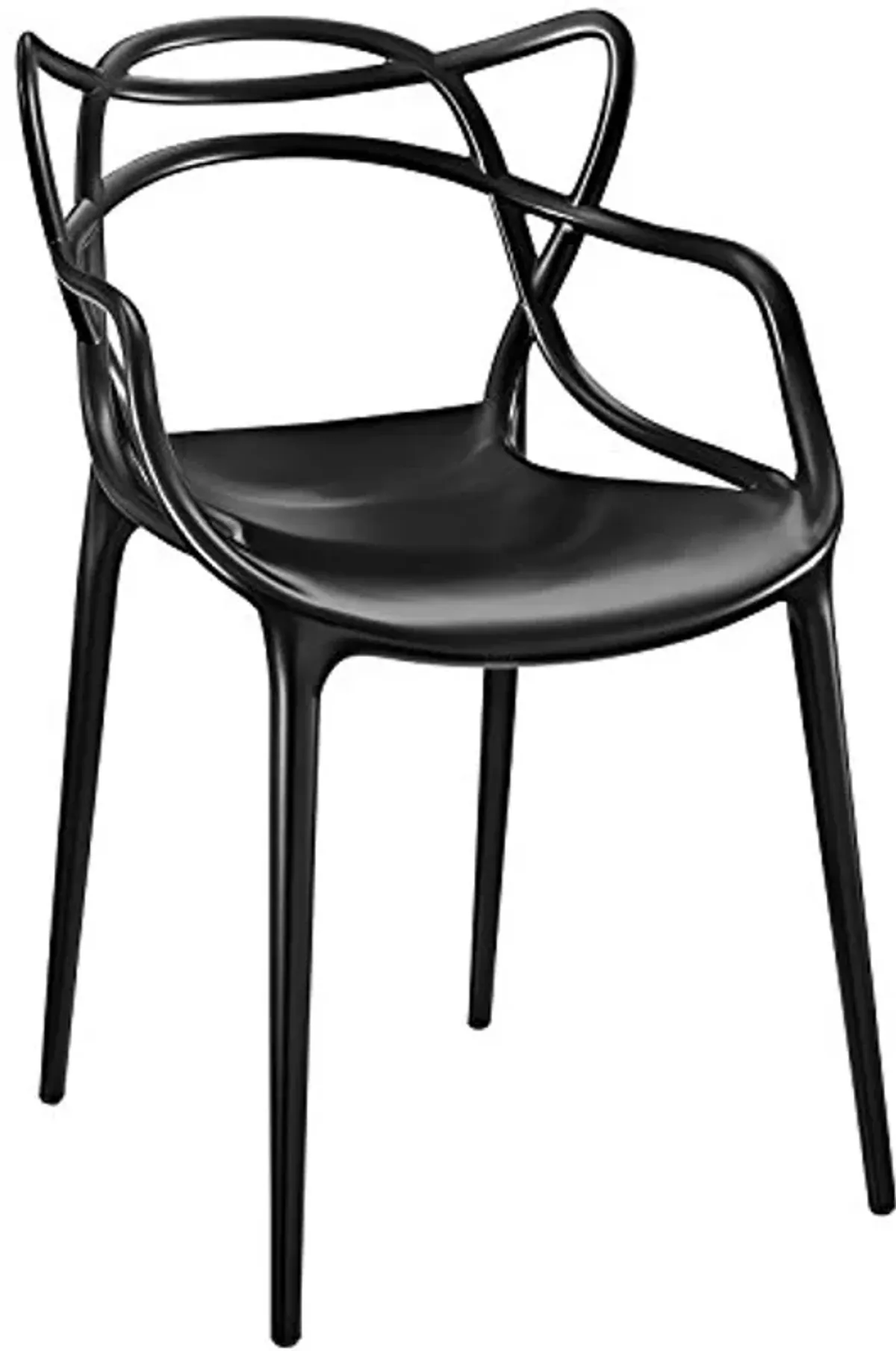 Modway Entangled Modern Molded Plastic Kitchen and Dining Room Arm Chair in Black - Fully Assembled