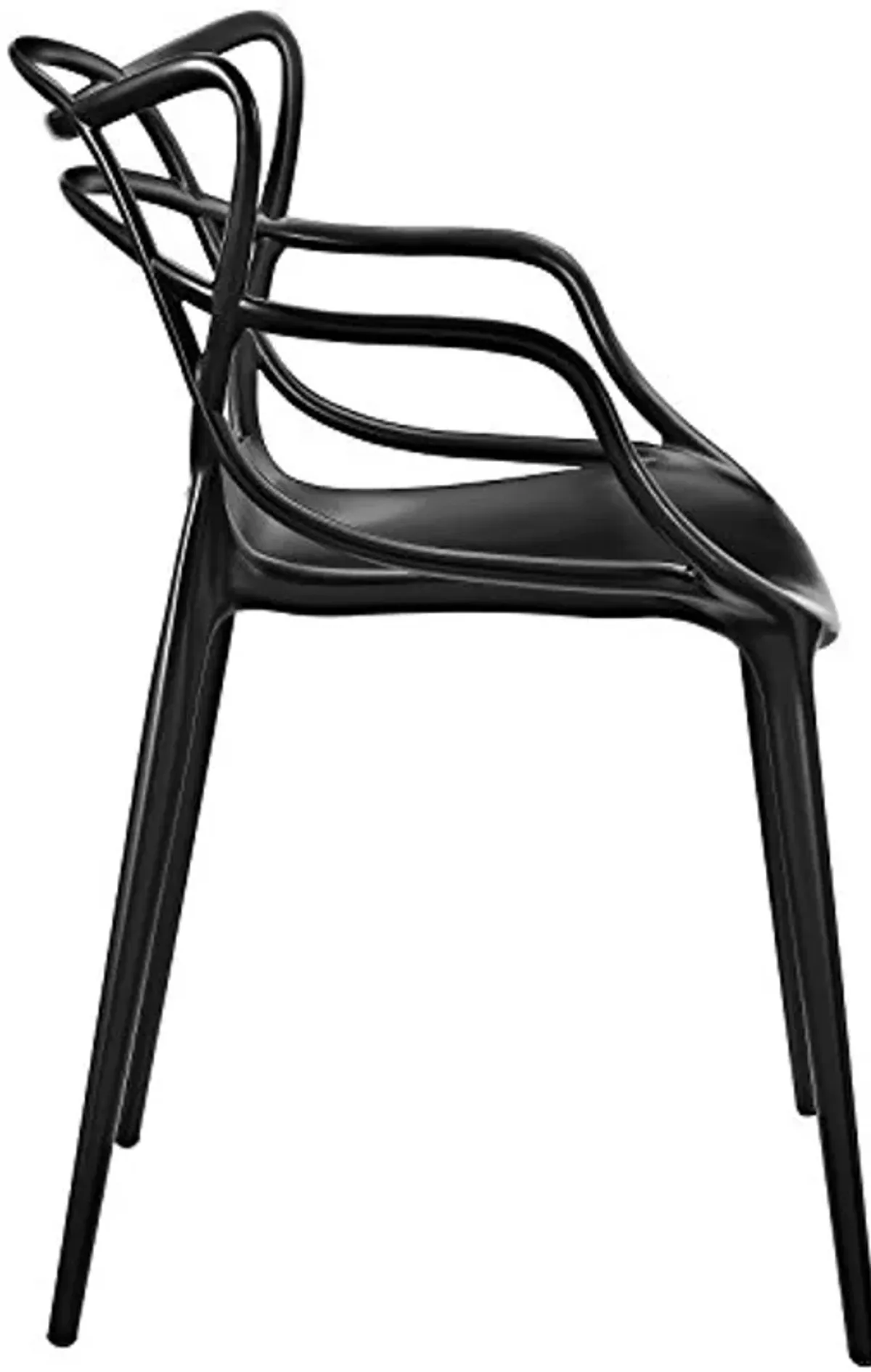 Modway Entangled Modern Molded Plastic Kitchen and Dining Room Arm Chair in Black - Fully Assembled