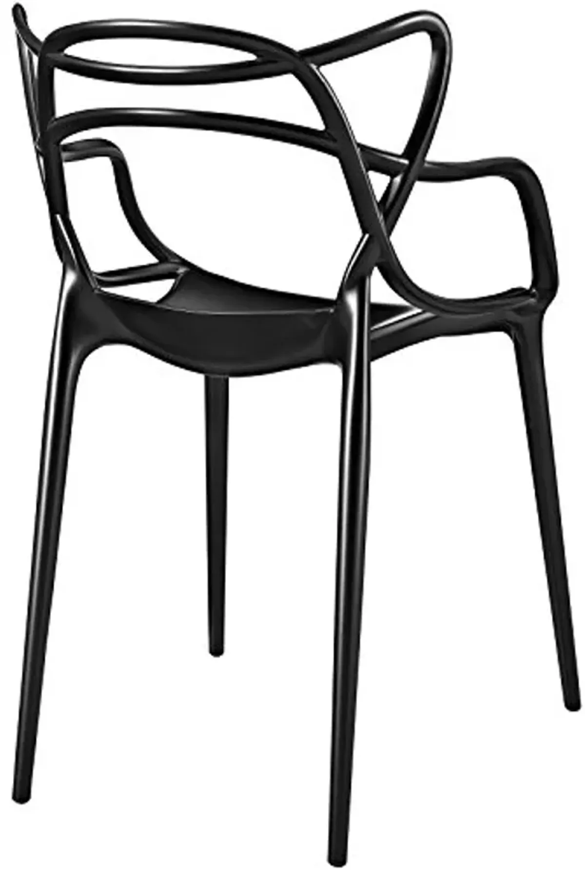 Modway Entangled Modern Molded Plastic Kitchen and Dining Room Arm Chair in Black - Fully Assembled